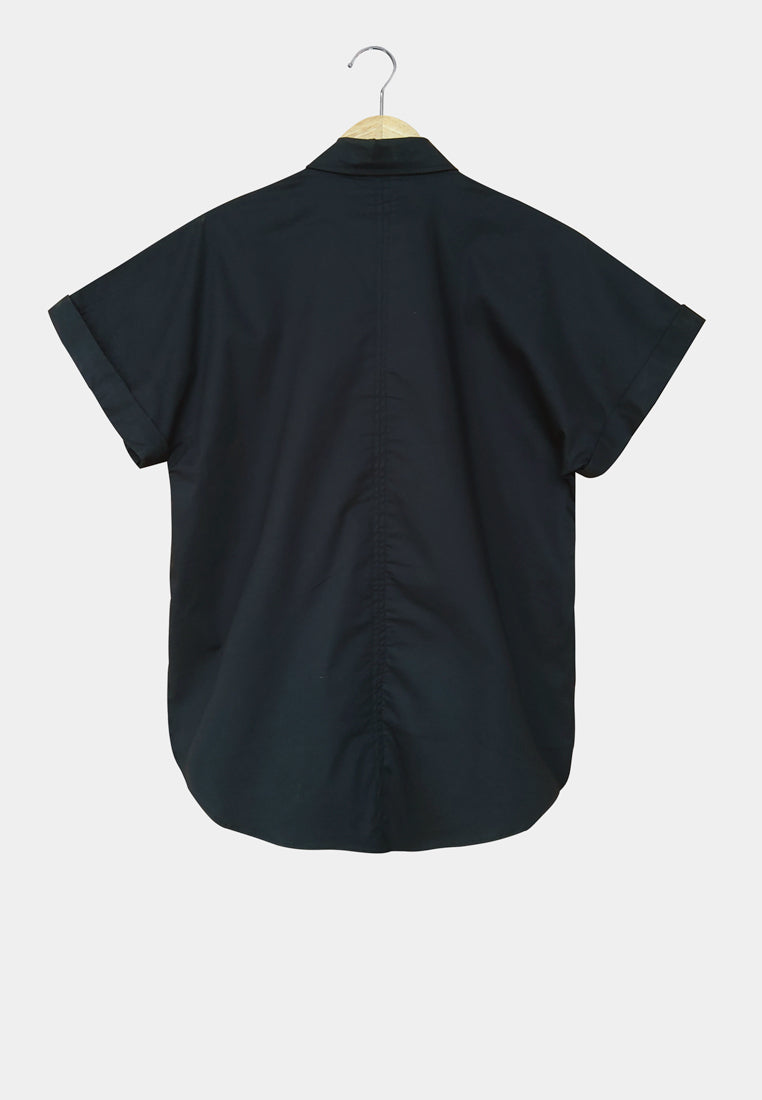 Women Short-Sleeve Fashion Shirt - Black - H1W271