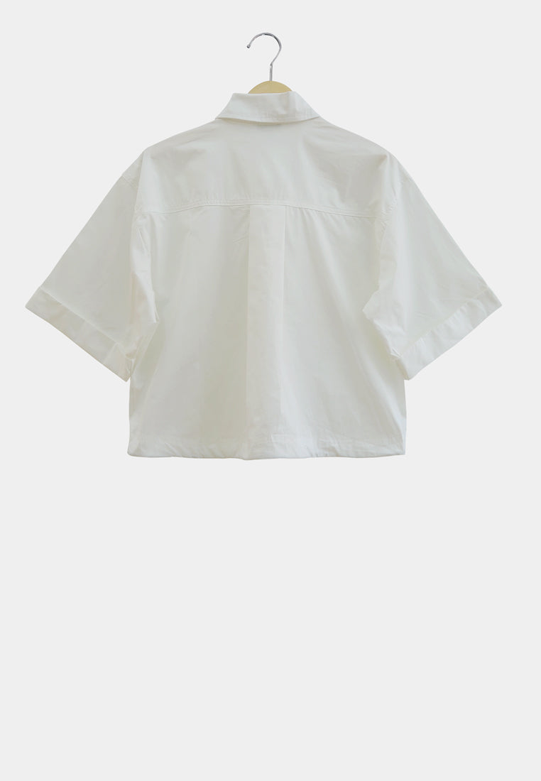 Women Short Sleeve Shirt - White - H1W269-1