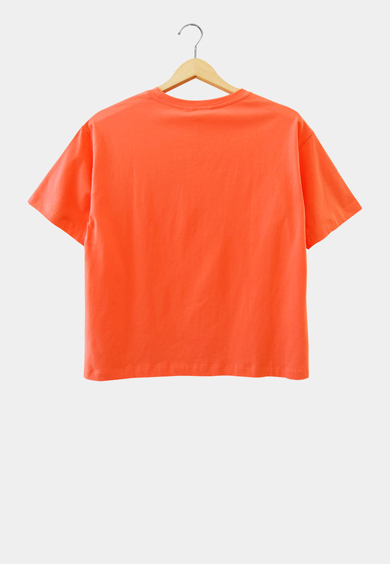 Women Short-Sleeve Fashion Tee - Orange - S2W305