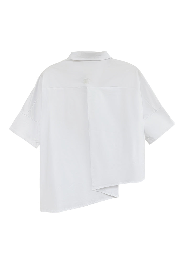 Women Irregular Oversized Shirt - White - H2W562