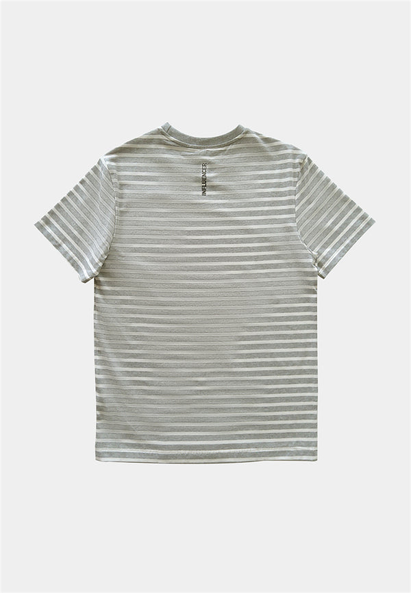 Men Short-Sleeve Striped Graphic Tee - Grey - H1M100