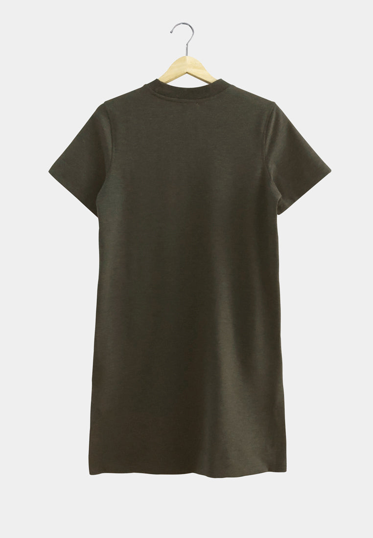 Women T-Shirt Dress - Dark Grey - S2W289