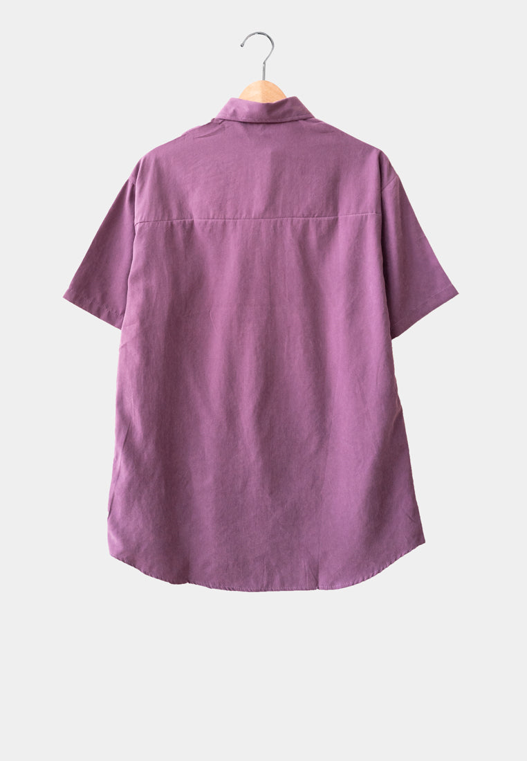 Women Shirt Dress - Purple - H1W261