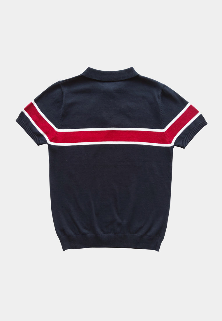 Men Short-Sleeve Knit Polo Tee - Dark Blue - H1M238