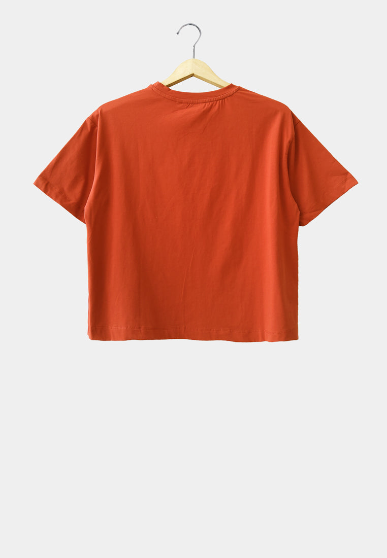 Women Short-Sleeve Fashion Tee - Dark Orange - H1W185