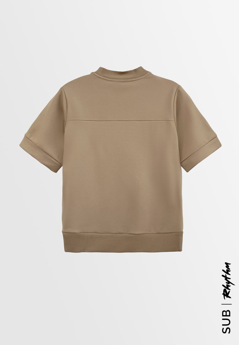 Women Short-Sleeve Sweatshirt - Khaki - H2W674