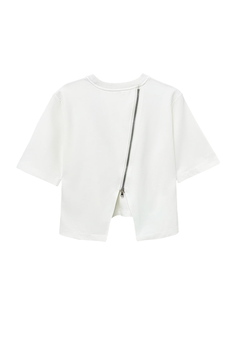 Women Short-Sleeve Fashion Tee - White - H2W660
