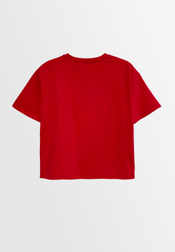 Women Short-Sleeve Fashion Tee - Red - H2W526