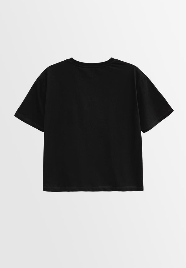 Women Short-Sleeve Fashion Tee - Black - H2W525
