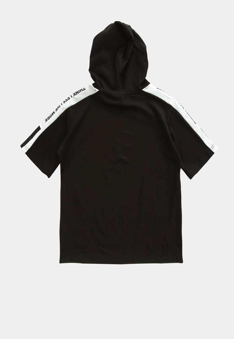 Men Short-Sleeve Sweatshirt Hoodie - Black - H1M087