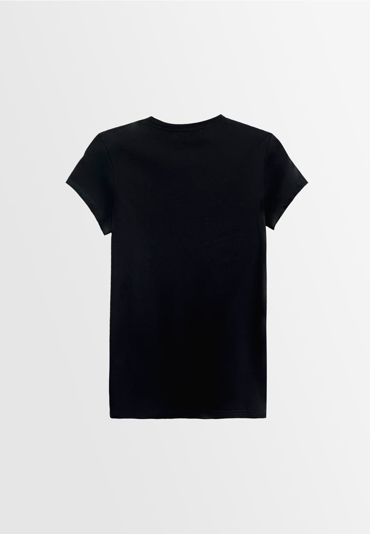Women Short-Sleeve Graphic Tee - Black - H2W493