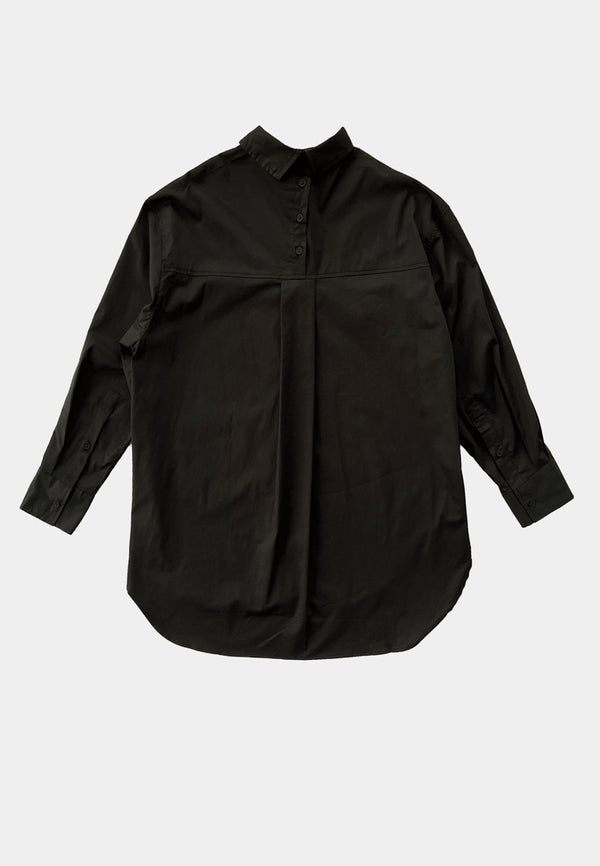 Women Oversized Long-Sleeve Shirt - Black - M2W350