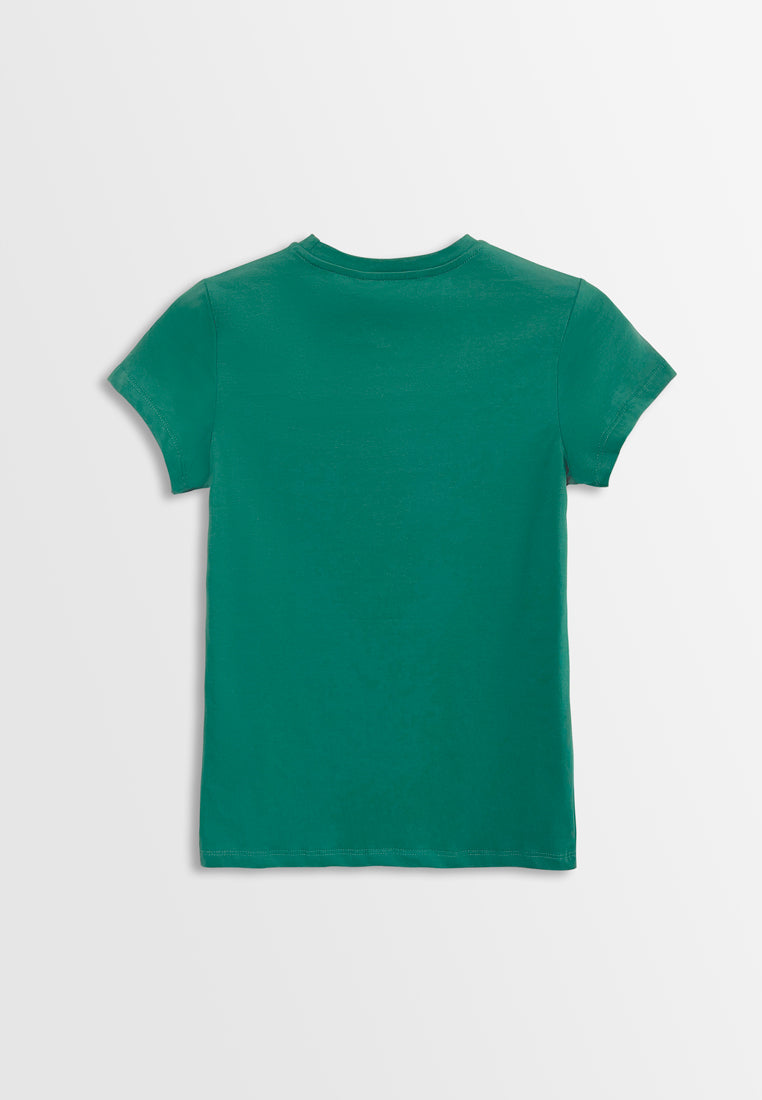 Women Short-Sleeve Basic Tee - Dark Green - H2W489