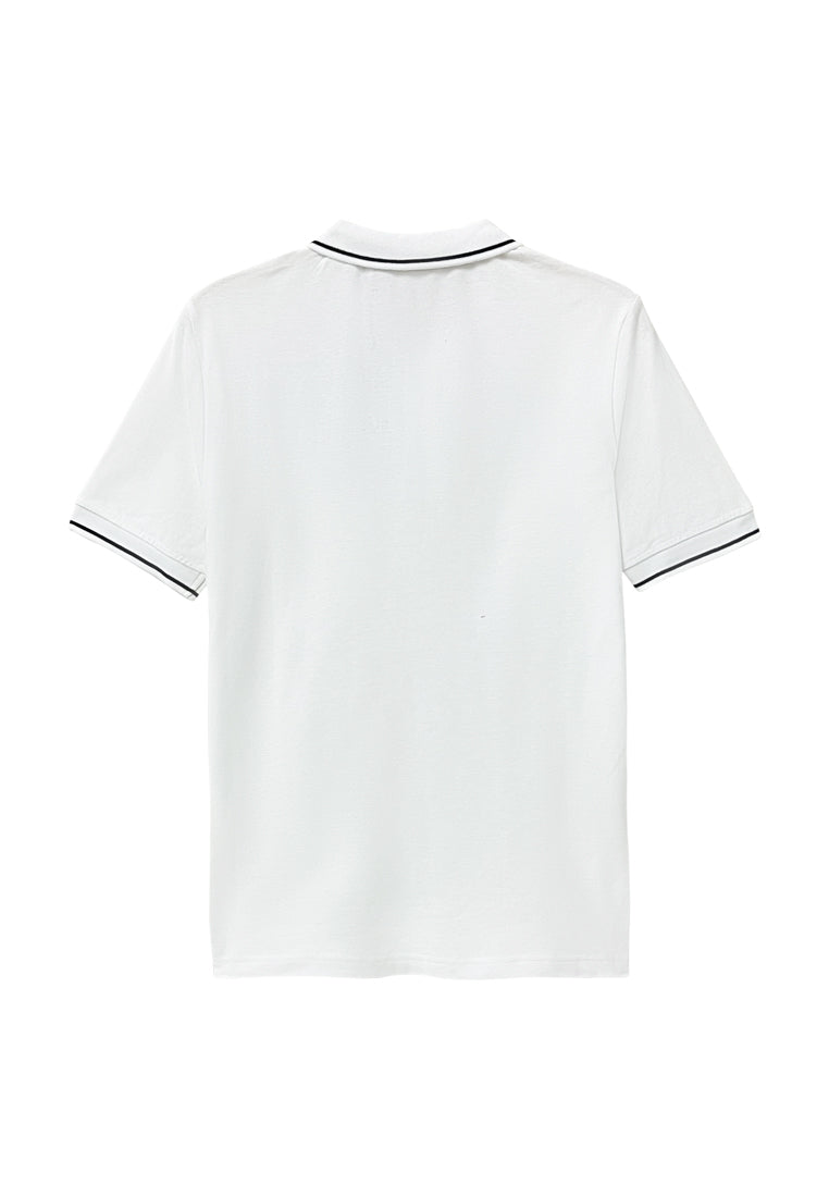 Men Short-Sleeve Polo Tee - White - S3M579