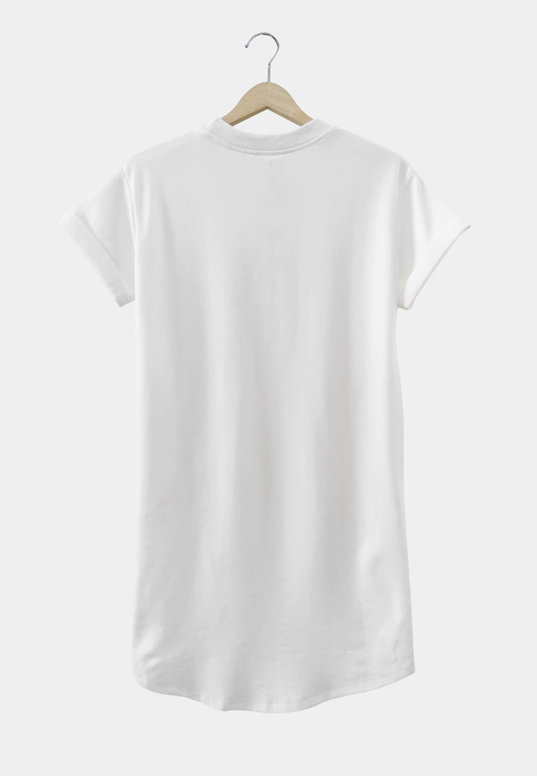 Women T-Shirt Dress - White - H1W197