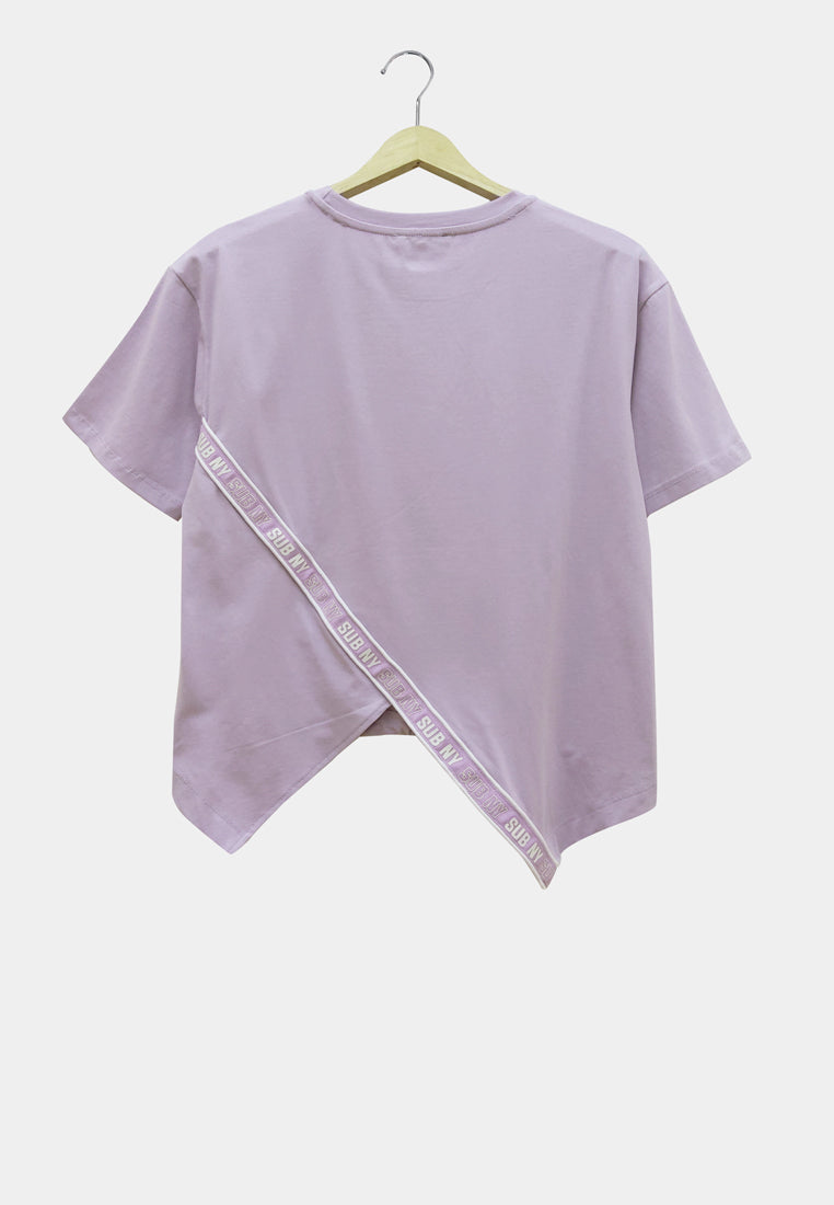 Women Short-Sleeve Fashion Tee - Light Purple - H1W225
