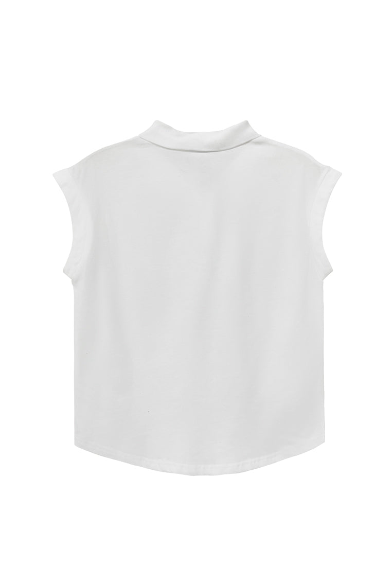 Women Sleeveness Fashion Tee - White - H2W662