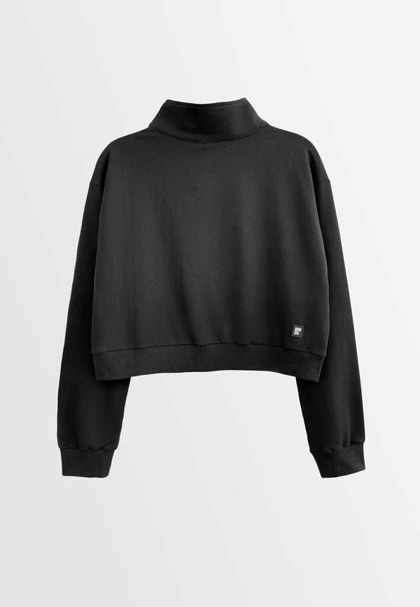 Women Turtleneck Long-Sleeve Sweatshirt - Black - H2W527