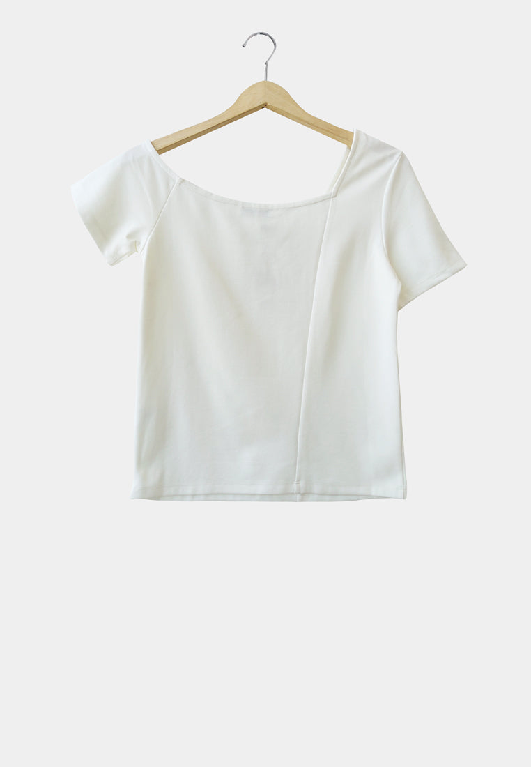 Women Short-Sleeve Blouse - White - H1W200