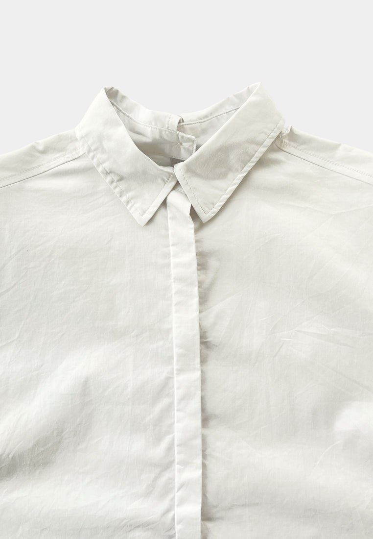 Women Oversized Long-Sleeve Shirt - White - M2W351