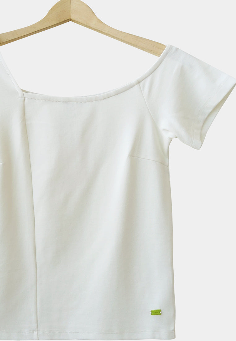Women Short-Sleeve Blouse - White - H1W200