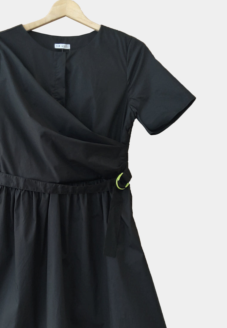Women Midi Tunic Dress - Black - H1W212