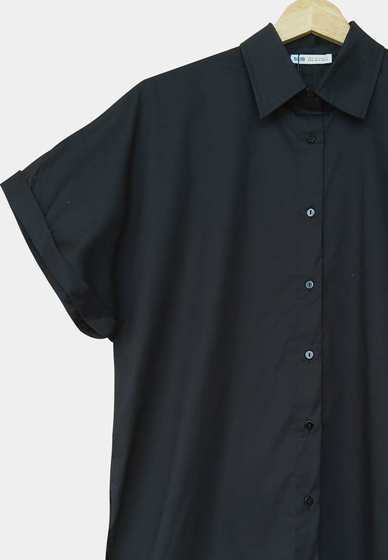 Women Short-Sleeve Fashion Shirt - Black - H1W271