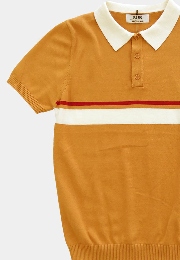 Men Short-Sleeve Knit Polo Tee  - Orange - H1M230