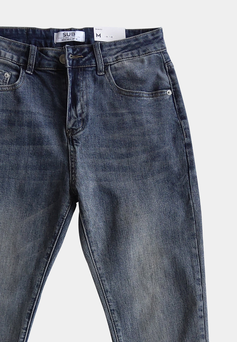 Men Slim Fit Long Jeans - Grey - H1M144
