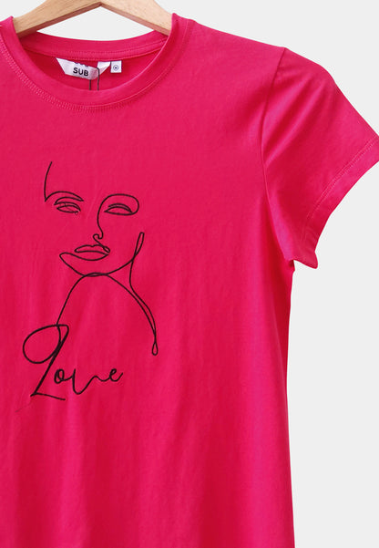 Women Short-Sleeve Graphic Tee - Pink - M2W324