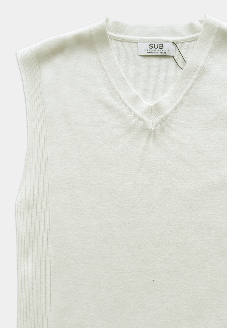 Men V-Neck Sweater Vest - White - H1M224