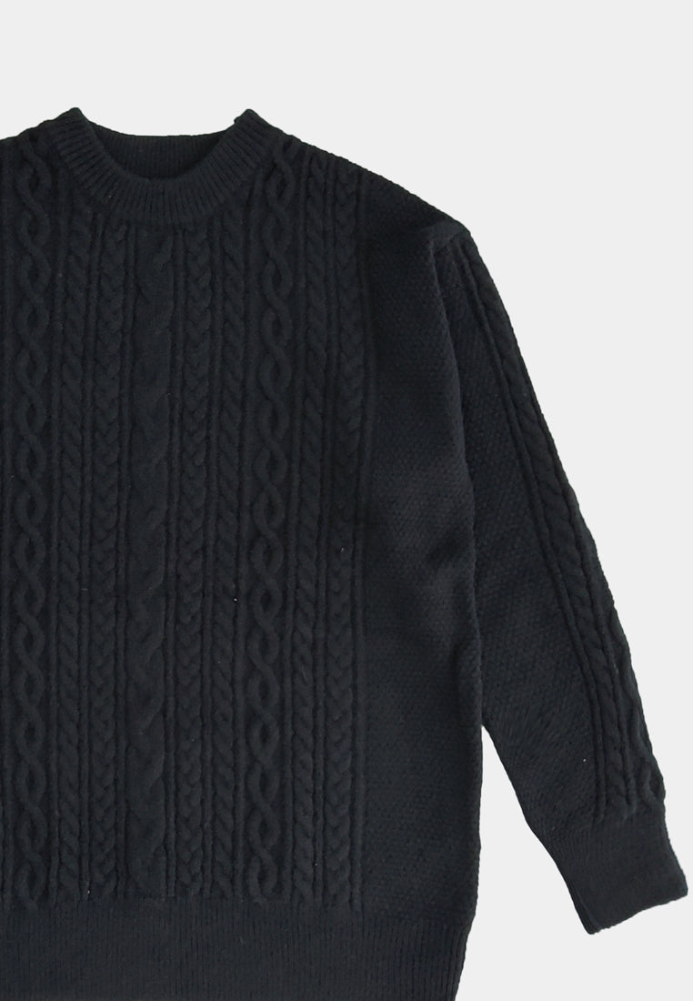 Men Long-Sleeve Knit Wear - Black - H1M168