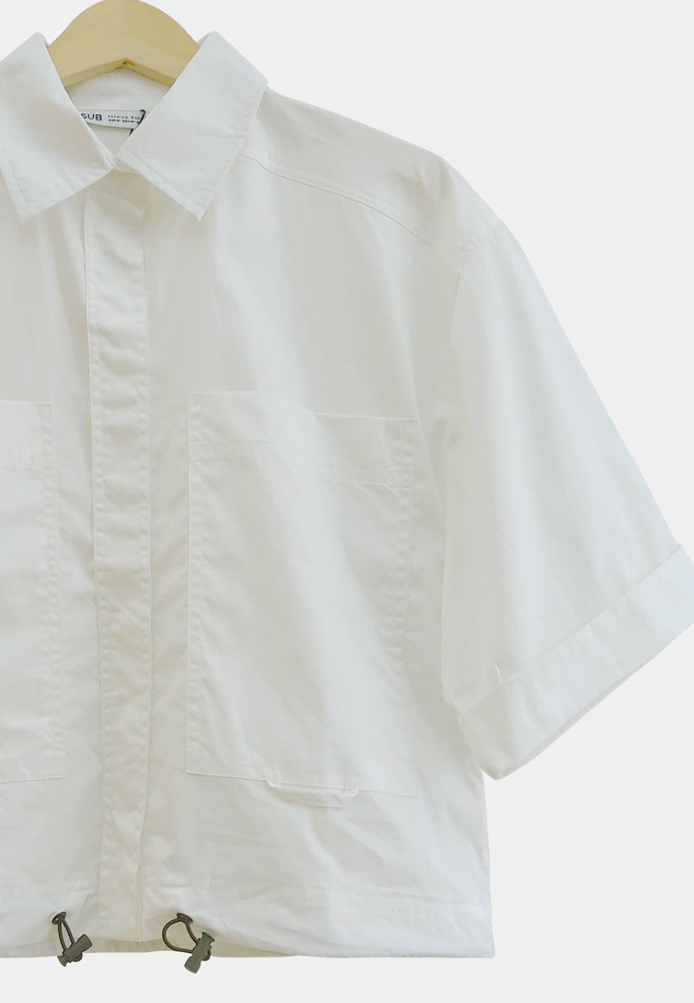 Women Short Sleeve Shirt - White - H1W269-1
