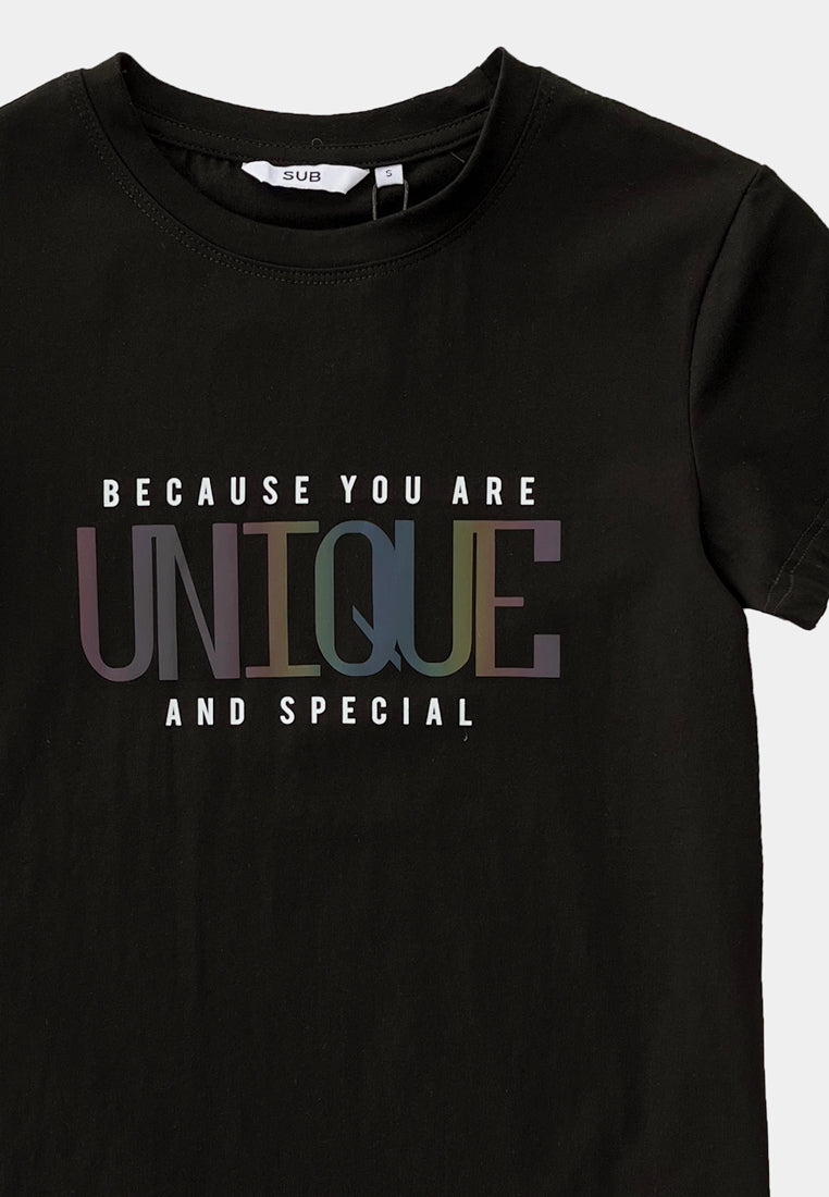 Women Short-Sleeve Graphic Tee - Black - F2W406