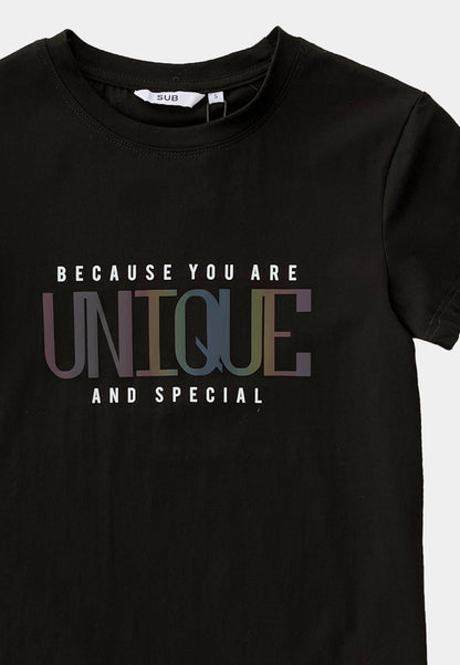 Women Short-Sleeve Graphic Tee - Black - F2W406
