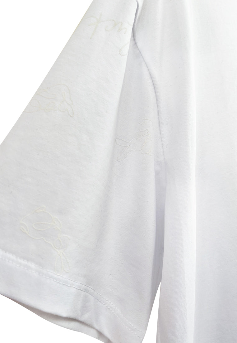 Women Short-Sleeve Fashion Tee - White - H2W538