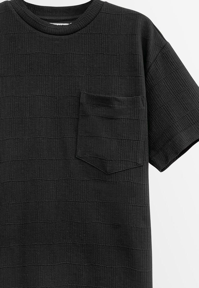 Men Short-Sleeve Fashion Tee - Black - H2M733