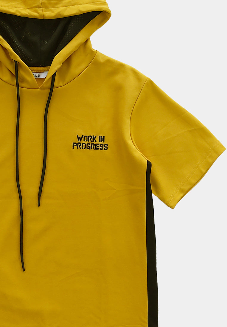 Men Short-Sleeve Sweatshirt Hoodie - Yellow - H1M088
