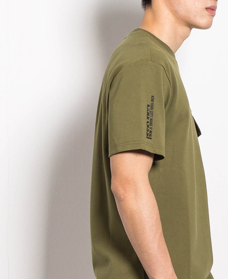 Men Oversized Fashion Tee With Pocket - Army Green - H0M659