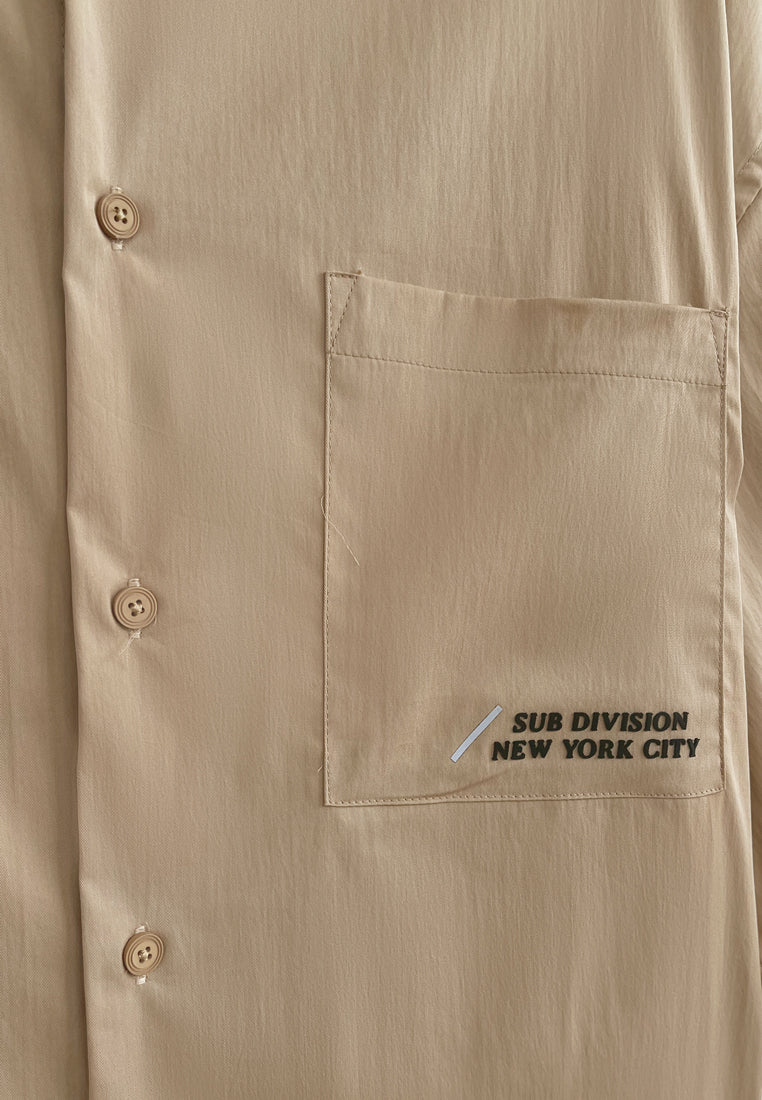Men Oversized Short-Sleeve Shirt - Khaki - H2M523