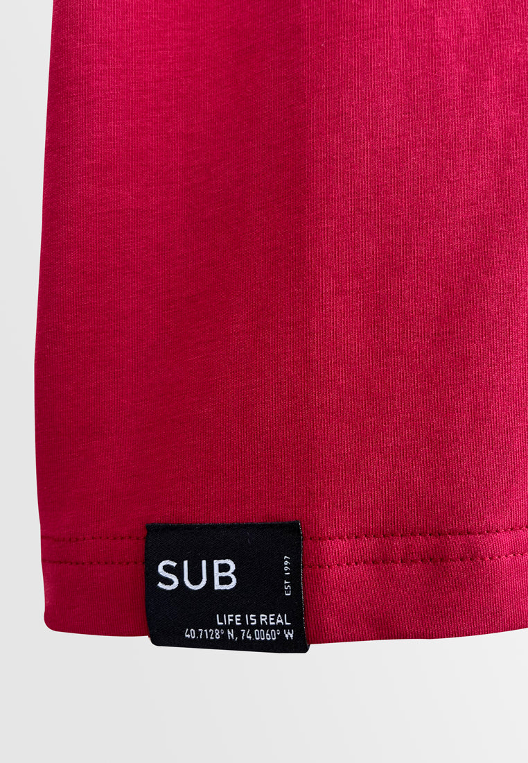 Men Short-Sleeve Basic Tee - Dark Pink - S3M526