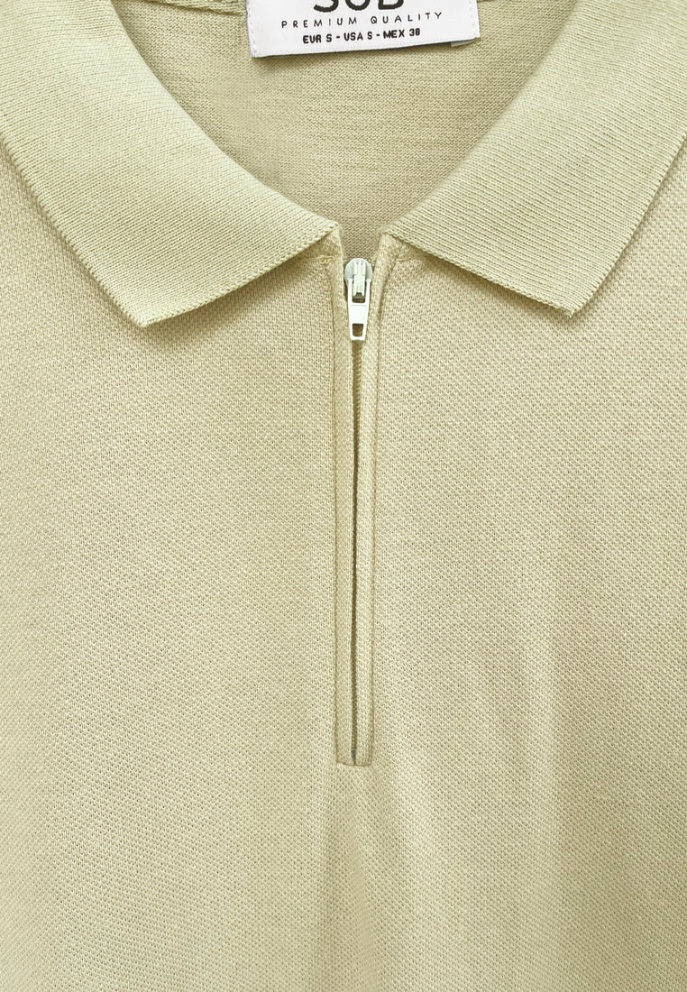 Men Short-Sleeve Polo Tee - Khaki - M2M340