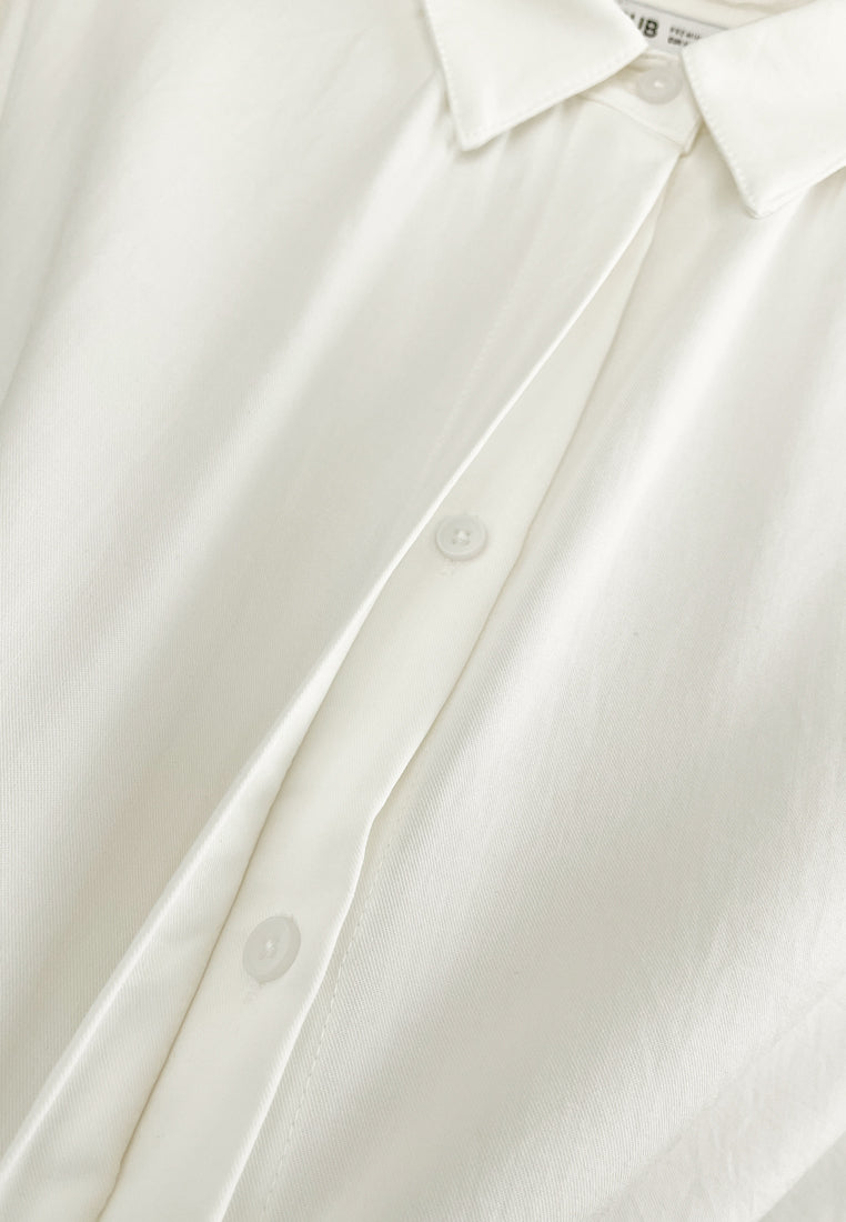 Women Long Sleeve Woven Blouse - White - H2W460