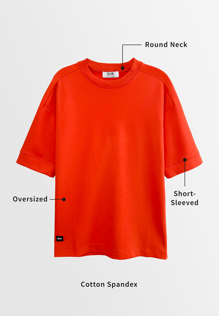Men Short-Sleeve Oversized Fashion Tee - Orange - H2M605
