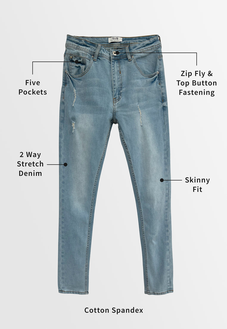 Men Skinny Fit Long Jeans - Blue - H2M433