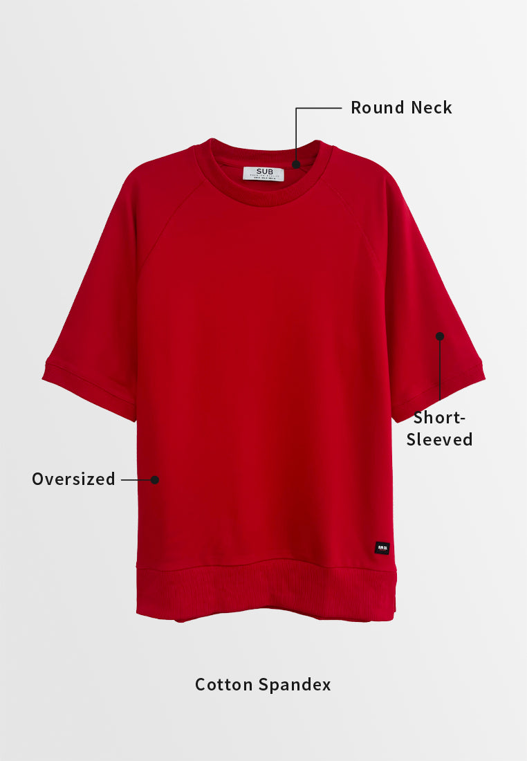 Men Short-Sleeve Oversized Fashion Tee - Red - H2M787