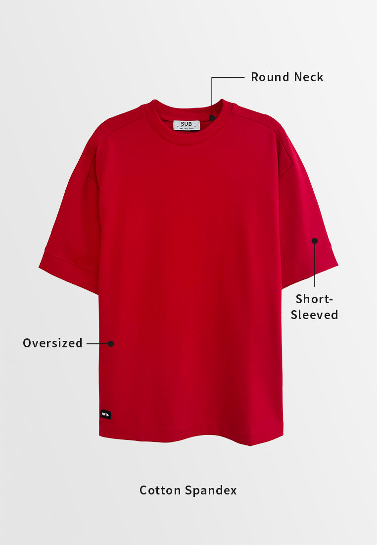 Men Short-Sleeve Oversized Fashion Tee - Red - H2M785