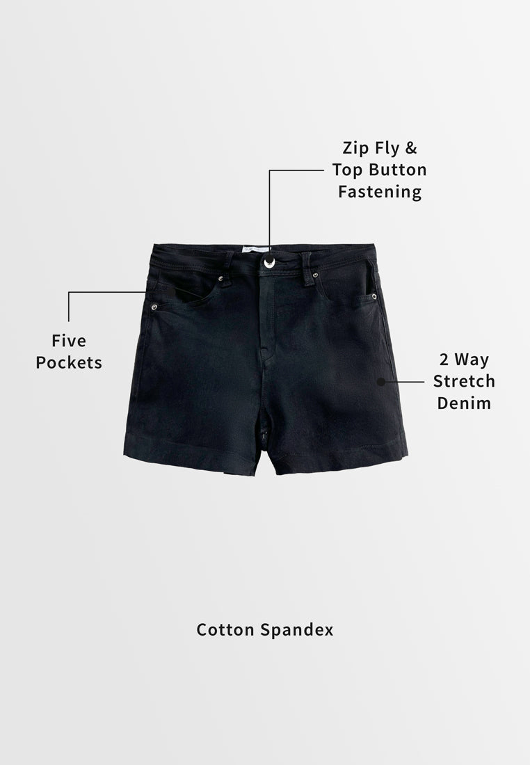 Women Short Jeans - Black - H2W506