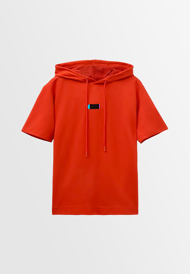 Men Short-Sleeve Sweatshirt Hoodie - Orange - H2M791
