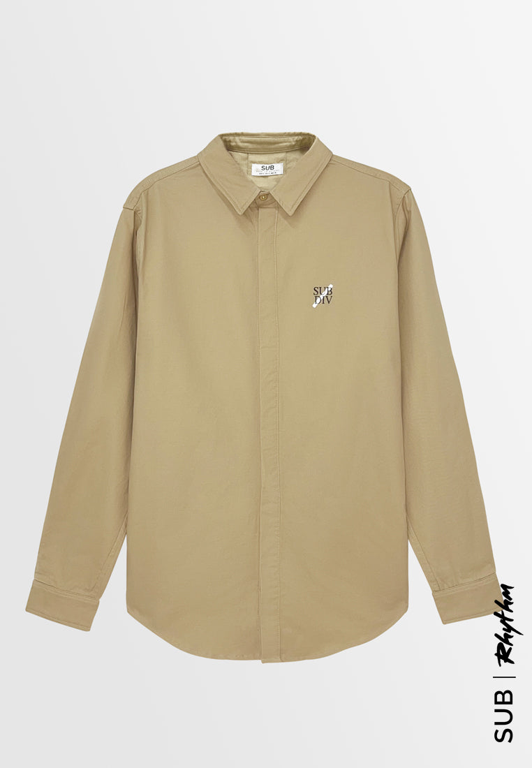Men Long-Sleeve Shirt - Khaki - H2M679